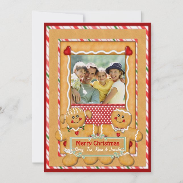 Gingerbread Man and Woman Greetings Holiday Card (Front)