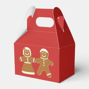 Gingerbread Man and Woman on Red Favor Boxes