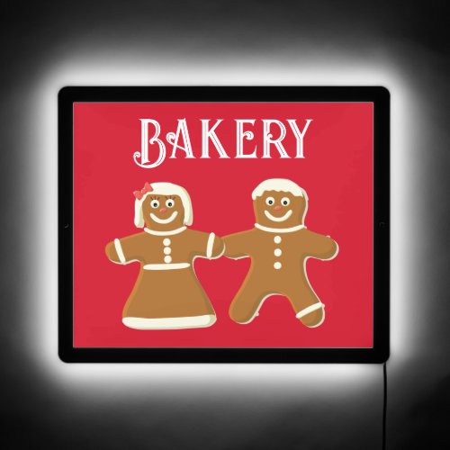 Gingerbread Man and Woman on Red LED Sign