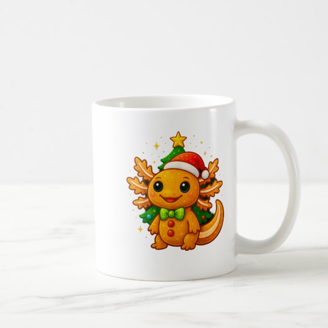 Gingerbread Man Axolotl Santa Hat Christmas Tree  Coffee Mug (Right)