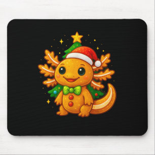 Gingerbread Man Axolotl Santa Hat Christmas Tree Mouse Pad