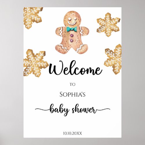 Gingerbread man baby shower foam board poster