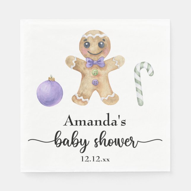 Gingerbread man baby shower napkins (Front)