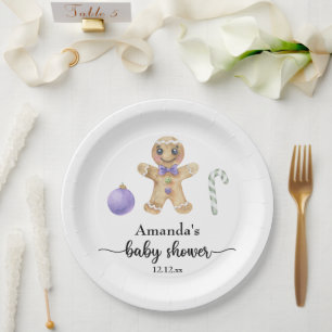 Gingerbread man baby shower paper plates