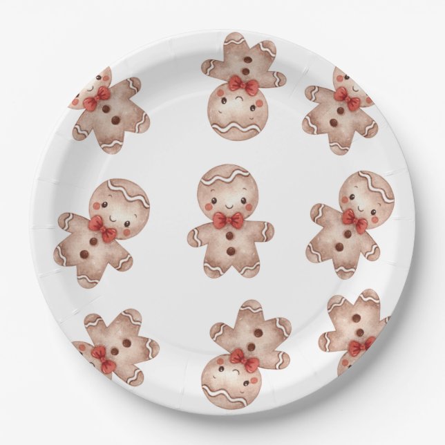 Gingerbread Man Baby Shower Paper Plates (Front)