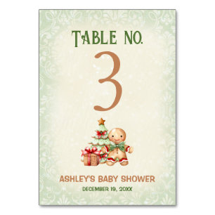 Gingerbread Man Baby Shower Table Number Sign
