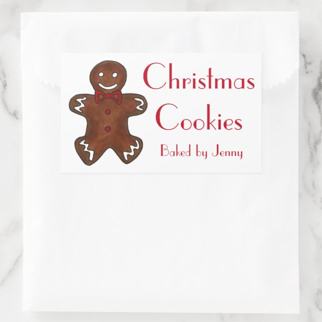 Gingerbread Man Baked By Homemade Christmas Cookie Rectangular Sticker (Bag)