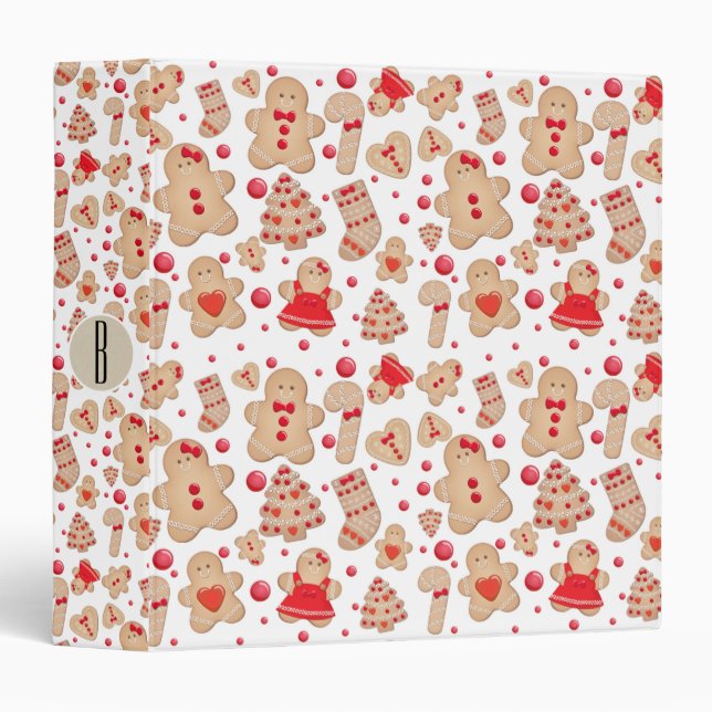 Gingerbread Man Baked Cookies Rustic Whimsical Binder (Front/Spine)
