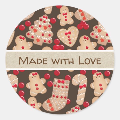 Gingerbread Man Baked Cookies Rustic Whimsical Classic Round Sticker