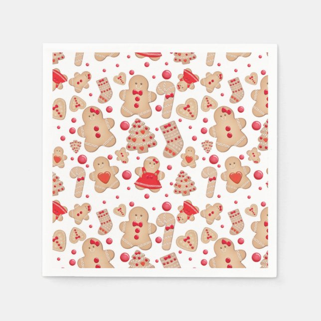 Gingerbread Man Baked Cookies Rustic Whimsical Paper Napkins (Front)
