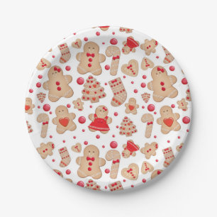 Gingerbread Man Baked Cookies Rustic Whimsical Paper Plates