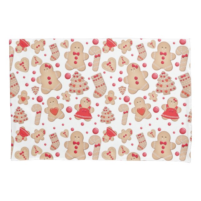 Gingerbread Man Baked Cookies Rustic Whimsical Pillowcase (Front)