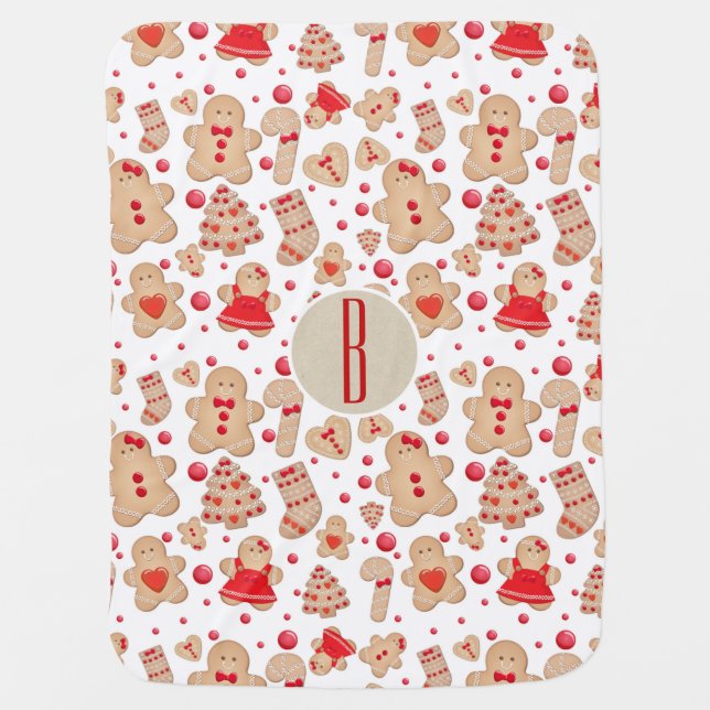 Gingerbread Man Baked Cookies Rustic Whimsical Receiving Blanket (Front)