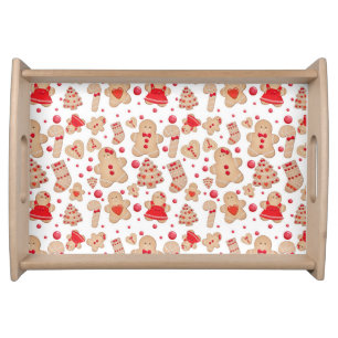 Gingerbread Man Baked Cookies Rustic Whimsical Serving Tray