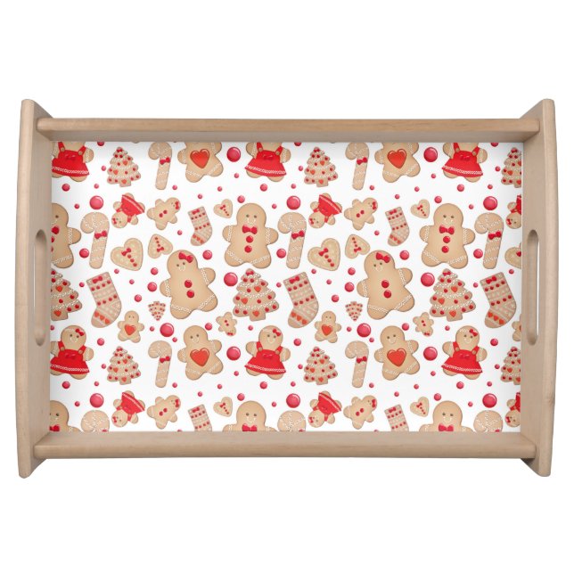 Gingerbread Man Baked Cookies Rustic Whimsical Serving Tray (Front)