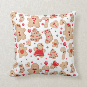 Gingerbread Man Baked Cookies Rustic Whimsical Throw Pillow