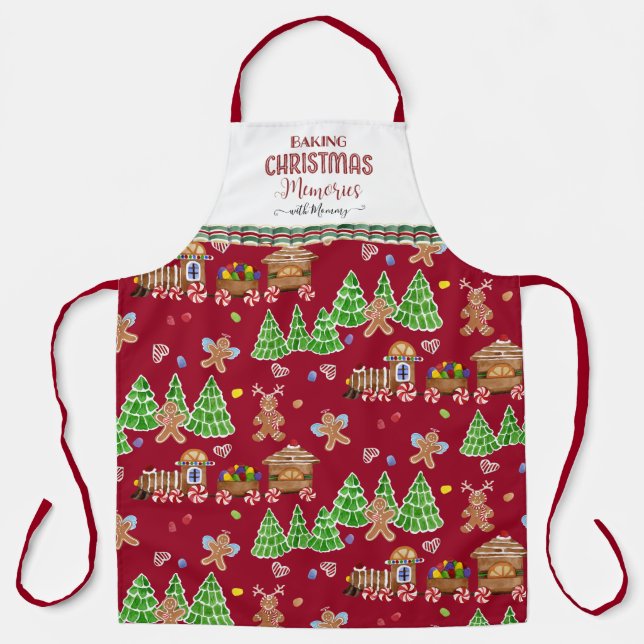 Gingerbread Man Baking Christmas Memories w Mommy Apron (Front)