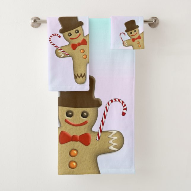 Gingerbread Man Bathroom Towel Set (Insitu)