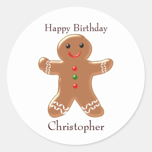 Gingerbread Man Birthday Classic Round Sticker