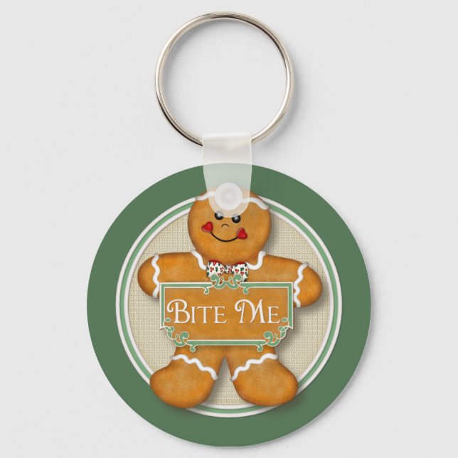 Gingerbread Man - Bite Me Keychain (Front)