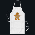 Gingerbread Man - Bite Me Long Apron<br><div class="desc">Cute Gingerbread Man for christmas or hanukkah. Little fella has attitude and is holding a sign that says "Bite Me"</div>