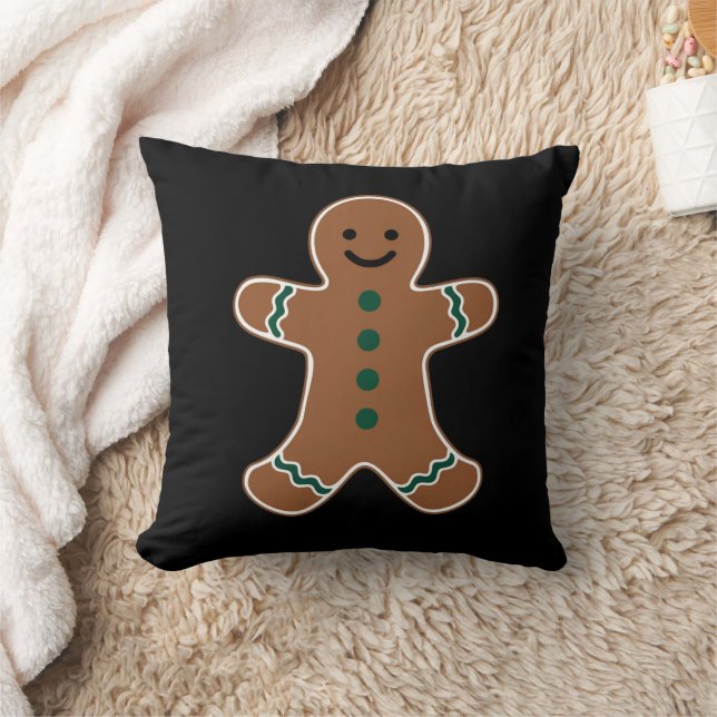 Gingerbread Man Body Costume for Christmas Throw Pillow (Blanket)