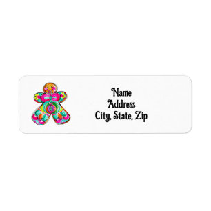 Gingerbread Man Boho Cute Pink Christmas Address Label