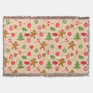 Gingerbread Man, Candy and ice cream Throw Blanket