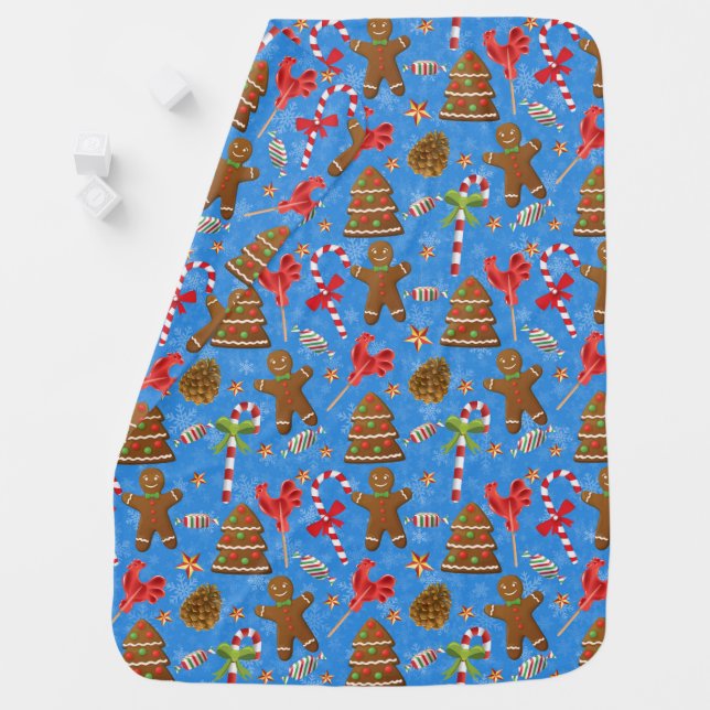 Gingerbread Man,Candy and lollipop Baby Blanket (In Situ)