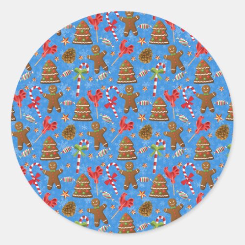 Gingerbread ManCandy and lollipop Classic Round Sticker