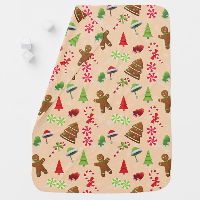 Gingerbread Man,Candy and santa hat Baby Blanket (In Situ)