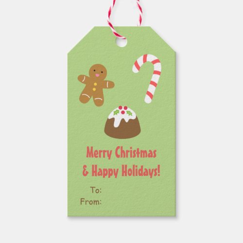Gingerbread Man Candy Cane Christmas Food Gift Tags
