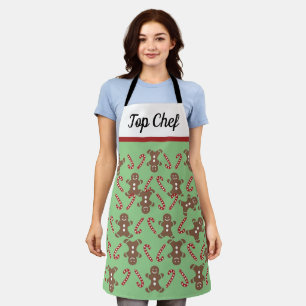 Gingerbread Man Candy Cane Custom Christmas Gift  Apron