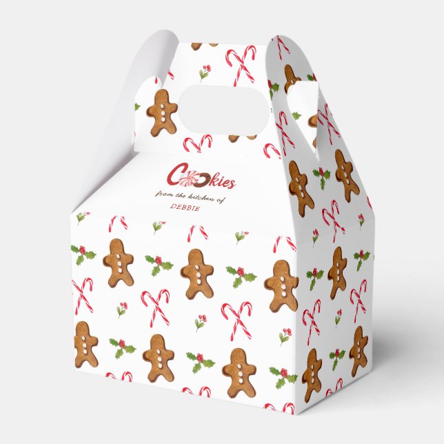 Gingerbread man & Candy cane Holiday Cookie Favor Boxes (Front Side)