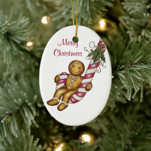 Gingerbread Man Candy Cane Ornament