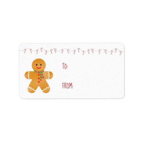 Gingerbread Man Candy Canes Label