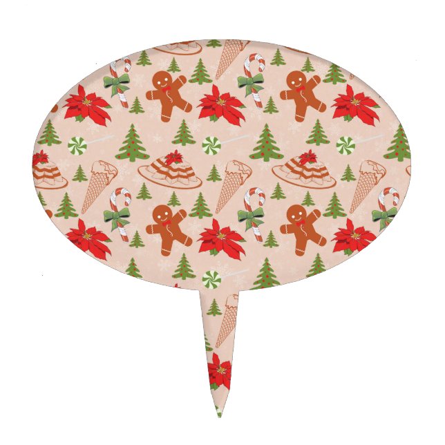 Gingerbread Man,Candy mints and ice cream Cake Topper (Front)