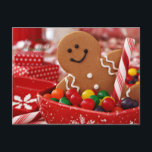 gingerbread man candycane stick holiday postcard<br><div class="desc">Wishing your home is
filled with all the joy, 
love,  & magic of
the season!</div>