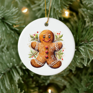 Gingerbread man ceramic ornament