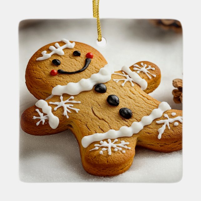 Gingerbread Man Ceramic Ornament (Front)