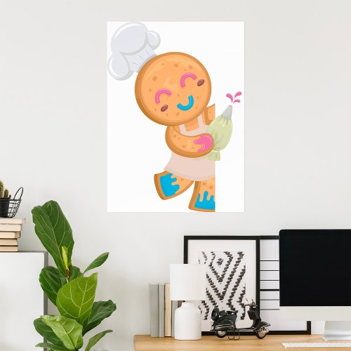 Gingerbread Man Chef Poster