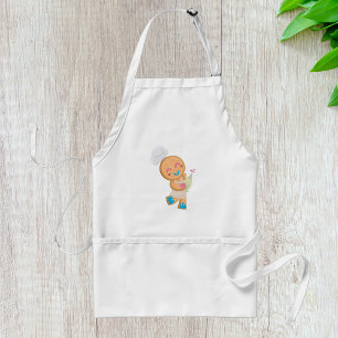 Gingerbread Man Chef with Piping Bag Adult Apron