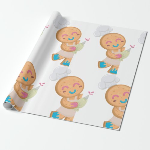 Gingerbread Man Chef Wrapping Paper