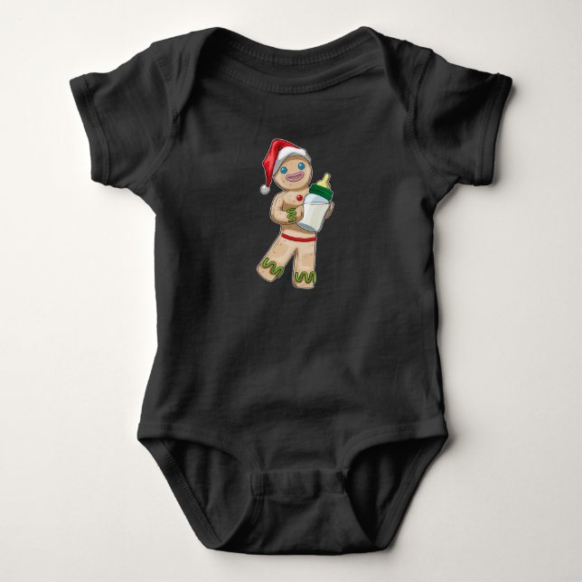 Gingerbread man Christmas Baby bottle Baby Bodysuit (Front)