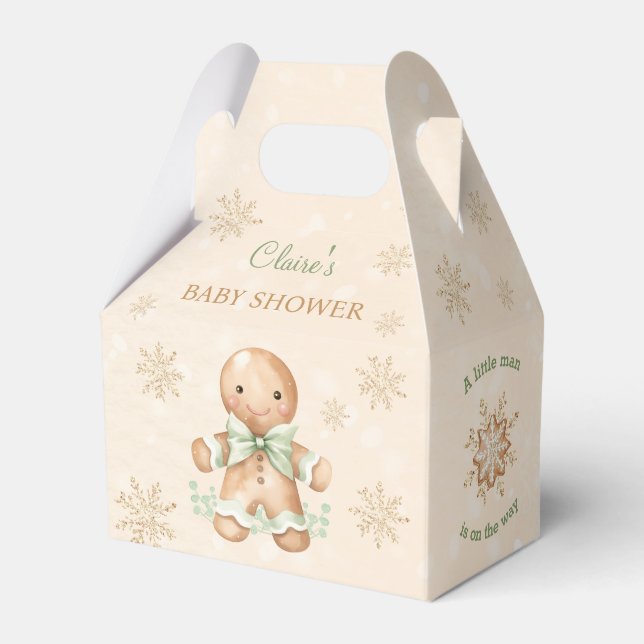 Gingerbread Man Christmas Baby Shower Favor Box (Front Side)