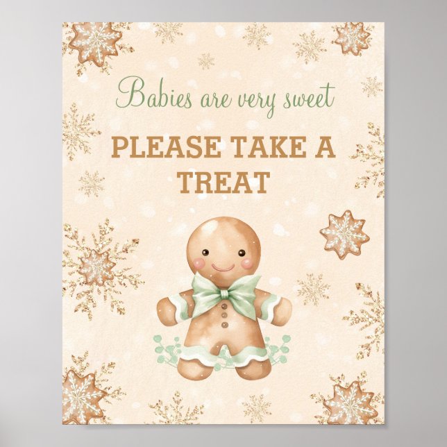 Gingerbread Man Christmas Baby Shower Favor Sign (Front)