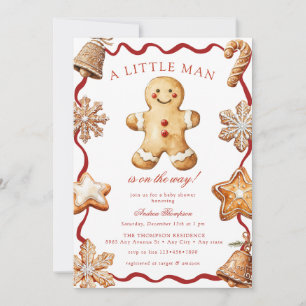 Gingerbread Man Christmas Baby Shower Invitation