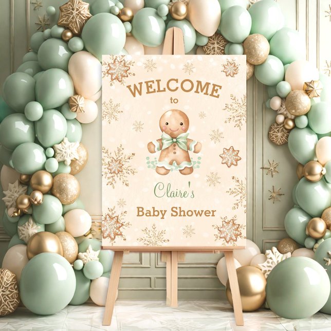 Gingerbread Man Christmas Baby Shower Welcome Foam Board (Gingerbread Man Christmas Baby Shower Welcome Foam Board)