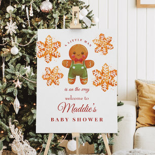Gingerbread Man Christmas Baby Shower Welcome Sign