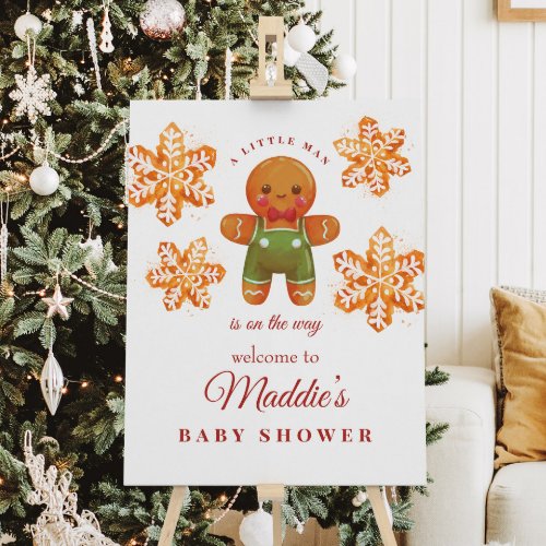 Gingerbread Man Christmas Baby Shower Welcome Sign